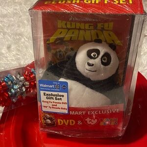 Ty Black and White Panda Beanie Baby Gift Set
